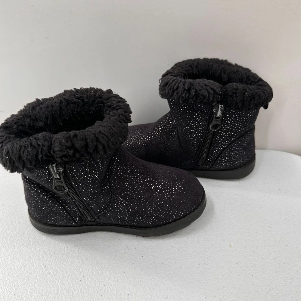 Set Of 3 Girls Shoes Black Combat Boots Gold Glitter Sparkle Sizes 8 & 9 Sandals